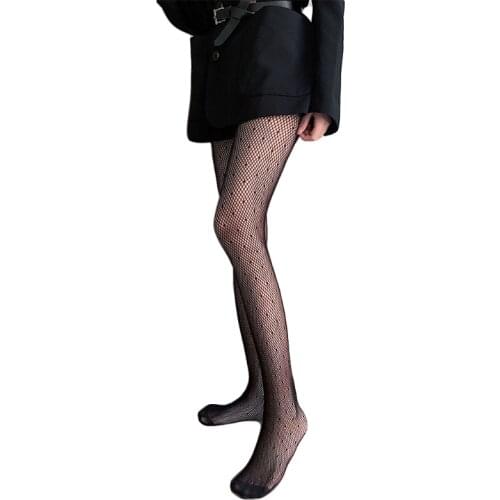 Women High Waist Hollow Out Mesh Tights Starry Sky Honeycomb Fishnet Jacquard Pantyhose Sexy See-Through Stockings Hosiery