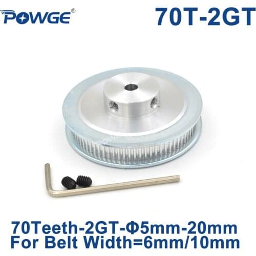 POWGE 70 Teeth 2GT Timing Pulley Bore 6/6.35/8/10/12/14/15/16/17/19/20mm for GT2 Open Synchronous belt width 6/10mm 70Teeth 70T