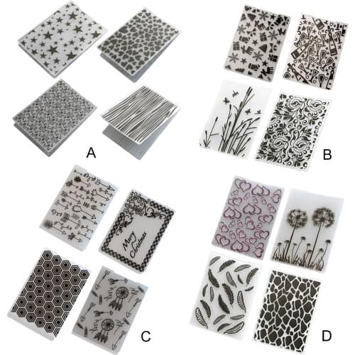 4 Pattern Embossing Folder Plastic Templates Stencil Molds Card Embossing Dies Tools for DIY Craft Toy Scrapbooking Photo Album