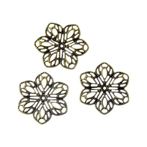 Free shipping 150Pcs Antique Bronze Flower Wraps Connectors Metal Crafts Gift Decoration DIY Scrapbooking 20x23mm