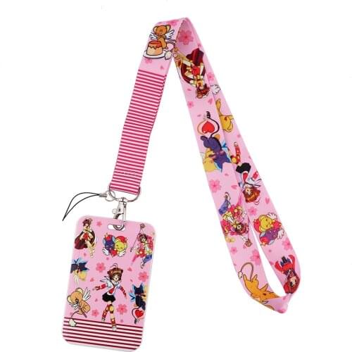 1pcs ZF2798 Magical Girl Lanyard Card Id Holder Car Keychain Id Card Pass Gym Mobile Phone Badge Kids Key Ring Holder Jewelry