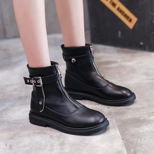 Childrens boots 2020 autumn new British fashion wild front zipper low heel casual Martin boots womens short boots