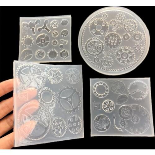 Gear Cartoon punk wind steam age industrial machinery style gearwheel Silicone Mold UV Resin Mould Jewelry Making tools