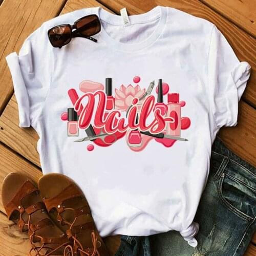 FIXSYS Women T Shirt Graphic 3D Finger Nail Paint Color Fashion Kawaii Printed Top Tshirt Female Tee Shirt Ladies Clothes