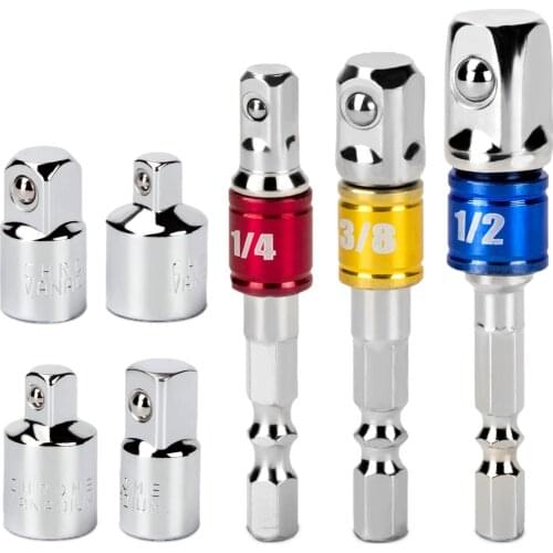HLZS-Cordless screwdriver Socket adapter Socket wrench Nut set 3-piece 1/4 3/8 / 1/2 inch and socket adapter 4-piece 1/4 to 3