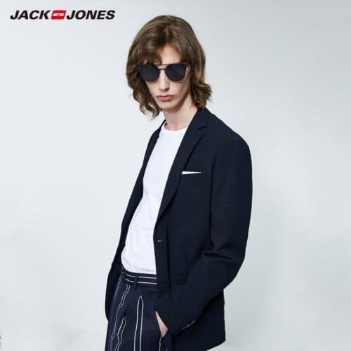 JackJones Business Casual Suit Jacket Mens Striped Slim fit Pure Color Notched Collar Suit Jacket|219308508