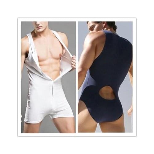 Mens cotton tight boxer jumpsuits movement carry buttock underwear