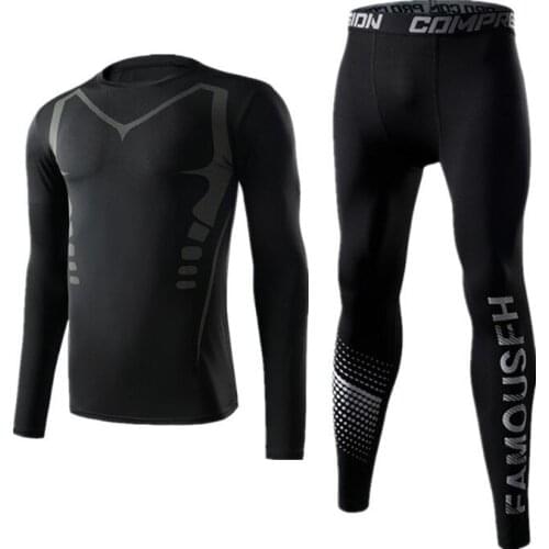 2 Pieces Sports Suits Mens Running Sets Jogging Basketball Underwear Sportswear Gym Tights Quick Dry Tracksuit Training Clothes