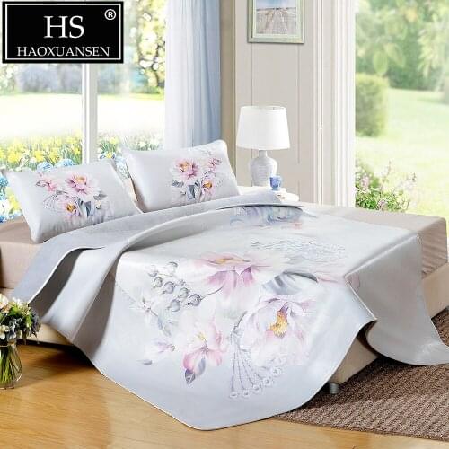 King queen size Cowhide mat floral pattern Three piece suit 8 kg Full grain leather mat Air conditioner mat carpet thick 3.2MM