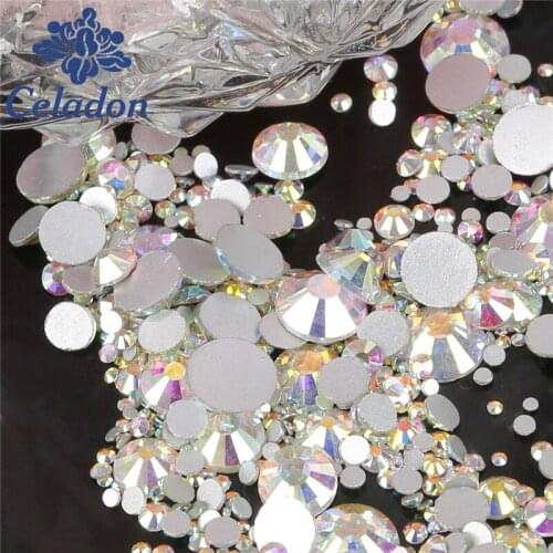 Pretty 1.3-8.0mm Bright Glitter Rhinestone Garment Crystal AB SS3-SS30 Sewing Jewerly Making DIY For Rhinestone Drawing Nail Art