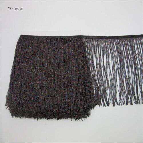 YY-tesco 10Meter 20CM Long Lace Fringe Tassel Trim color Fringe Trimming Polyester Sew Latin Dress Stage Garment Accessories