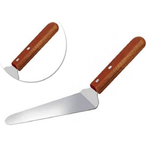 Durable Wooden Handle Stainless Steel Pizza Shovel Triangle Cake Steak Barbecue Baking Kitchen Tools