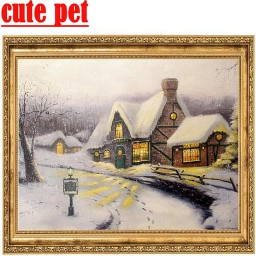 Cute pet Winter igloo Art Decoration 5d full diamond DIY diamond color painting Gift Square Diamond Round Diamond Mosaic gift
