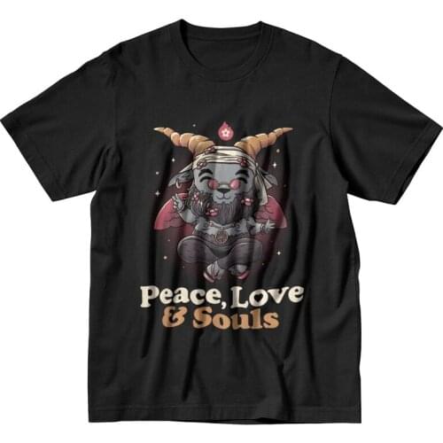 Hail Baphomet Love Peace T Shirt Men Soft Cotton Tshirt Funny Tee Tops Short Sleeve Evil Satan Demon Goat T-shirt Clothing Gift