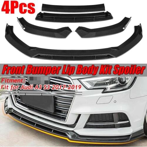 S3 Style Front Bumper Lip Car Front Bumper Splitter Lip Spoiler Diffuser Guard Protection Cover Trim For Audi A3 S3 2017-2019