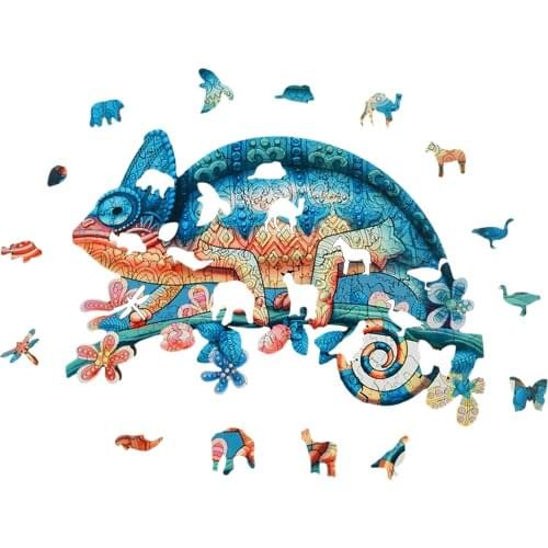 Unique Shape Jigsaw Pieces Animal Shaped Jigsaw Christmas Decoration Box Chameleon Puzzle Best For Family Game Play Collection