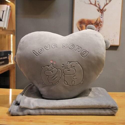 Animal love pillow figure by the office pillow nap pillow coral cashmere blanket three in one air conditioning blanket