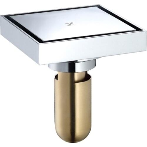 Polished chrome Soild brass copper 100*100mm square floor drain Invisible floor drain bathroom Shower room floor drain
