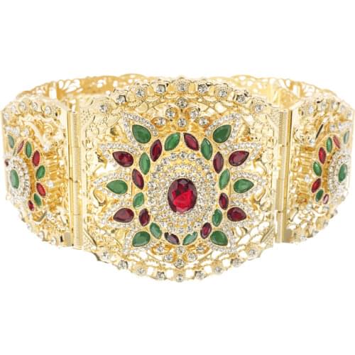 Arab Fashion Belt Moroccan Luxury Bride Waist Chain Rhinestone Chain Belt Popular Rose Gold Lady Jewelry Metal Belt