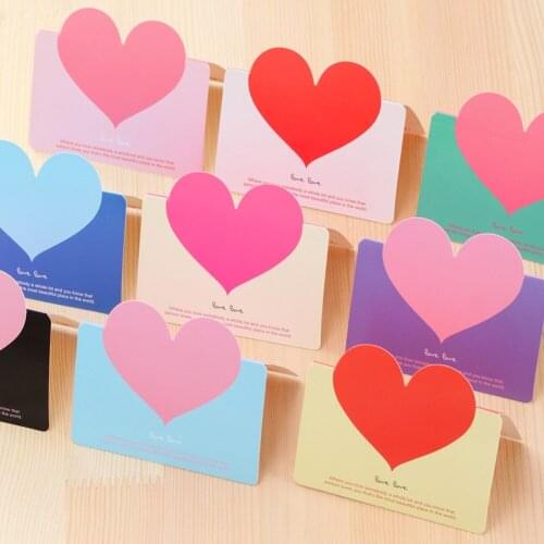 10pcs LOVE Heart Shape Greeting Card Valentines Day Gift Card Wedding Invitations Card Romantic Thank You Letter Greeting Cards