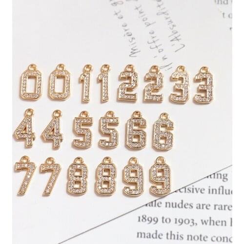 Simple digital copper micro-inlaid zircon niche design pendant diy handmade jewelry earrings necklace accessories materials