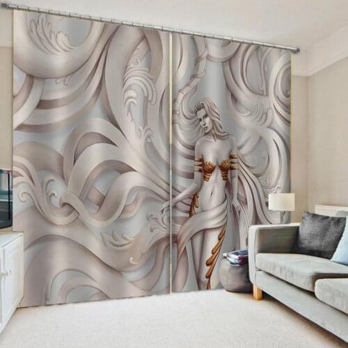 3D Curtain Printing Blockout Polyester Photo Drapes relief beauty curtains 3D Window Curtains For Living Room Bedroom