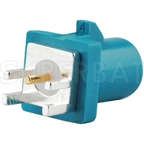 Superbat 2pcs Fakra Z Plug End Launch PCB Mount Waterblue/5021 Neutral Code Straight RF Connector