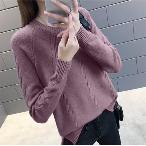 Korean Knit Sweater Pullover Women Spring Autumn Fashion O-Neck Long Sleeve Knitwear Harajuku Solid Tops Ladies Coat Tide A484