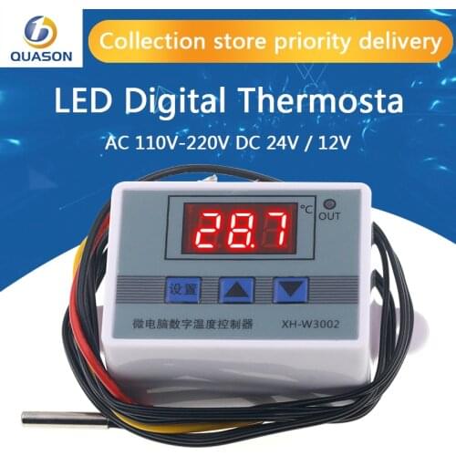 XH-W3002 W3002 AC 110V-220V DC 24V DC 12V Led Digital Thermoregulator Thermostat Temperature Controller Control Switch Meter