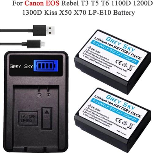 For Canon LP-E10 camera replacement battery 1600mAh Compatible with Canon EOS Rebel T3 T5 T6 Kiss X50 Kiss X70 EOS 1100D EOS1200
