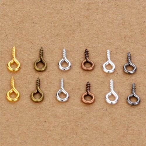 200PCS 8mm 10mm Pendant Clasps Eye Pins Bail Findings Eyelets Screw Threaded Silver Gold Clasps Hooks For Jewelry Making