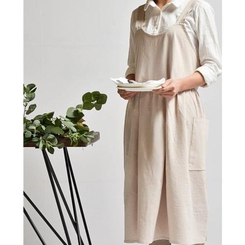 Yellow Cotton Linen Apron Barista Restaurant Waitstaff Bartender Pastry Chef Baker Uniform Florist Gardener Craft Work Wear K26