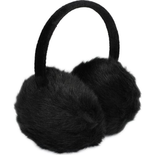 Lady Woman Headband Black Faux Fur Winter Ear Cover Earmuffs