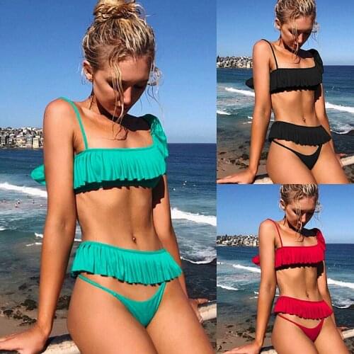 2019 Bikinis Women Swimwear Women Swimsuit Female Bathing Suit Ruffle Push Up Bikini Swimsuit Swim Suit Monokini