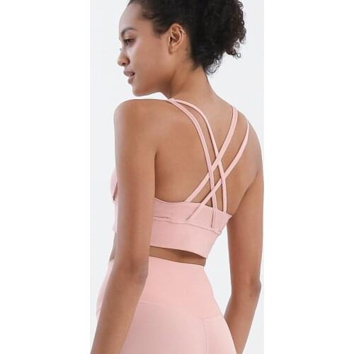 Women Sports Bra Yoga Underwear Bandage Fitness Gym Workout Running Dry Fit Push-up Breathable Crop Top Solid Color Fitness Tank