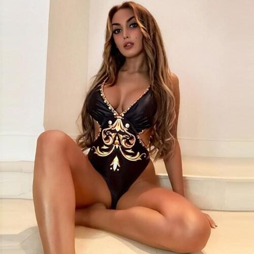 Dugujunyi Women One-Piece Printed Bikini Push-Up Pad Swimwear Bandage Swimsuit Beachwear Pretty Sexy Beach Bikini