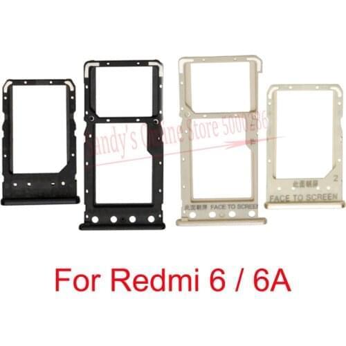 10 Sets New Dual Sim Card Tray Holder For Xiaomi Redmi 6 6A Micro-SD/TF Card Sim Card Reader Slot Adapter For Redmi6 Redmi6a