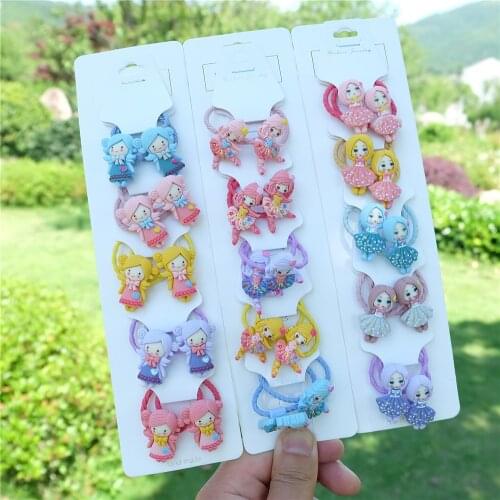10Pcs/set kids Cartoon Flower Hair Ropes Fashion Headwear Ponytail Holder Rubber Bands For Girls Baby Children Hair Accessories