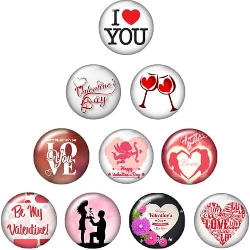 Valentines Day Love Couple 10pcs mixed 12mm/16mm/18mm/25mm Round photo glass cabochon demo flat back Making findings