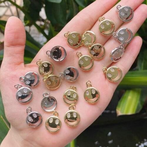 10Pcs Gold Plated simple Smile Smiley Face Charm Pendants for Bracelet Necklace Earring Making Supplies Pendant