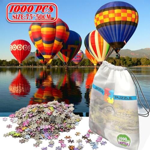 1000Pcs 3D Paper Jigsaw Puzzle for adults kids toys puzzles wooden Educational Toys Decoration Stickers Hot Air Balloon Park