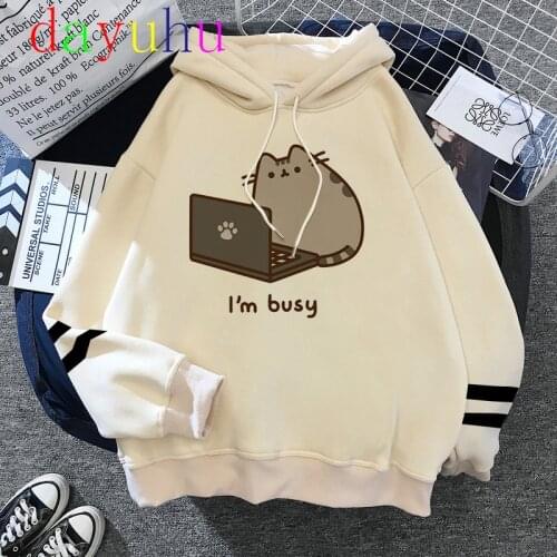2021 Hot The Pusheen Cat Hoodie Women/men Fashion Kawaii Korean Harajuku Sweatshirt Unisex 90s Cartoon Clothes Hooded Female