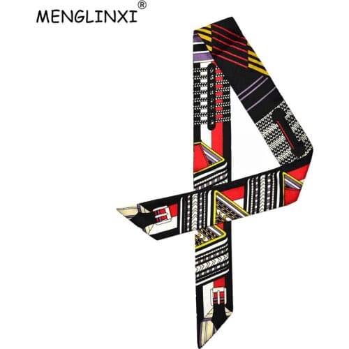 2020 Bag Scarf Brand Striped Headband Handle Bag Ribbons Small Long Scarves New Fashion Head Scarf Print Silk Scarf For Women