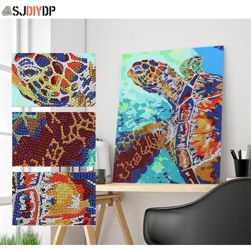 SJDIYD 5D Diamond Painting Special Shaped Sea Turtle Diamond Mosaic Partial Rhinestone Cross Stitch Kits New Animal Home Decor