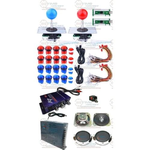 Arcade Joystick DIY Kits Set with Zero Delay LED USB Encoder Long shaft Joystick LED Illuminated Push Button Wire for Game MAME