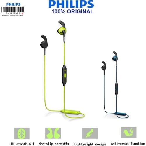 Original Philips Shq6500 Neckband Bluetooth Wireless Headphones Earphone Bass Waterproof Headset With Microphone For Iphone X