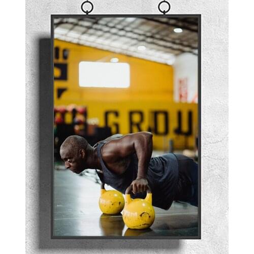 Bodybuilding Fitness Pot Practice Demonstration 3 Wall Sticker Silk Fabric Poster Art Indoor Decor Bright