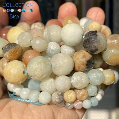 Natural Faceted Amazonite Loose Round Beads For Jewelry Making 4-12 MM DIY Bracelets Accessories Wholesale