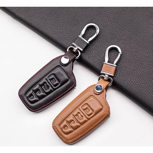 Carrying Soft Leather Car Keychain Key Cover Case For Toyota Camry CHR Prius Corolla RAV4 Prado 2017-2019 4 Buttons Remote