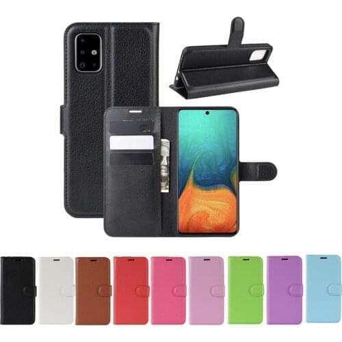 50pcs/lot PU leather Flip Wallet Litchi Pattern Phone Case For Samsung Galaxy A11 M11 US A21S A31 A41 EU A51 5G Lychee Grain